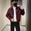 Men's regular men's leather jacket solid color versatile pu new spring and autumn simple locomotive leather jacket