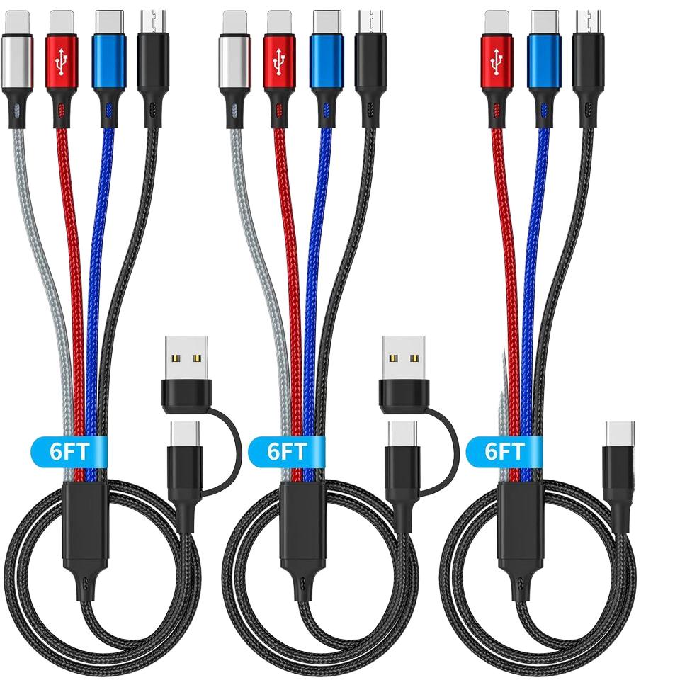 4 in 2 Multi Charging Cable, Chargers USB Port Universal Multi USB Charger Cords