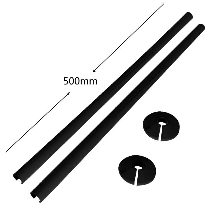 2 ks Krytů na radiátorové trubky + Objímky na trubky 15 x 500 mm / Objímky na trubky 15 mm bílá černá