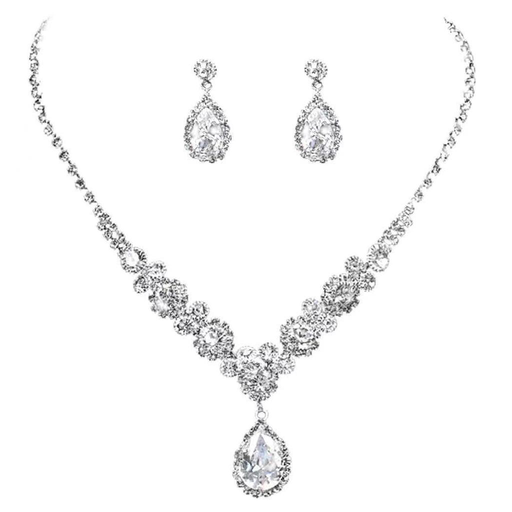 Elegant Floral Women's Necklace & Earrings Set - Luxury Bridal Jewelry Design