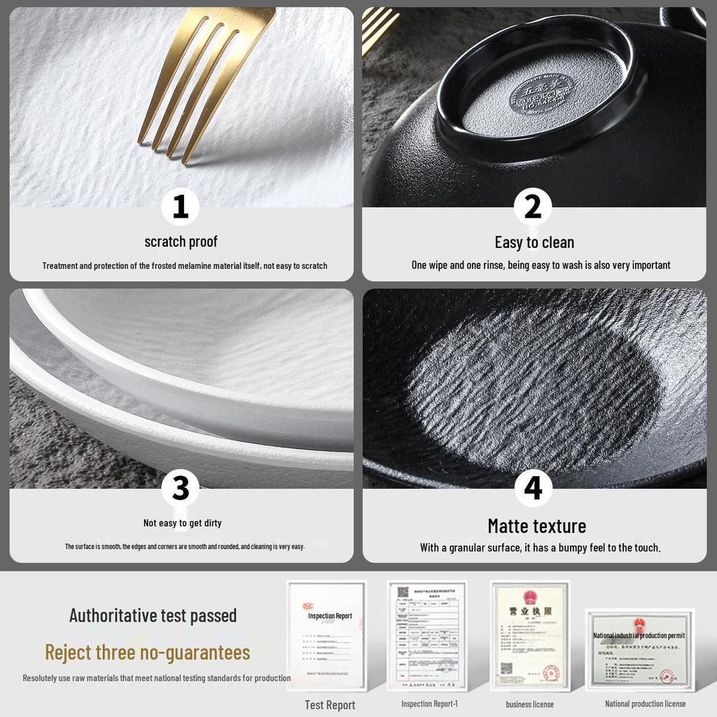 Xiangyuan Mei Large Melamine Bowl - Frosted Stone Texture for Noodles, Liangpi, Zha Jiang Mian, Salad