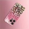 Třpytivý Gradientový Leopardí Vzor Růžová Metalická Barva Skleněné Pouzdro Na Telefon Pro iPhone 11 12 13 14 15 16 17 Pro Max Plus 17 Air 16E Kryt
