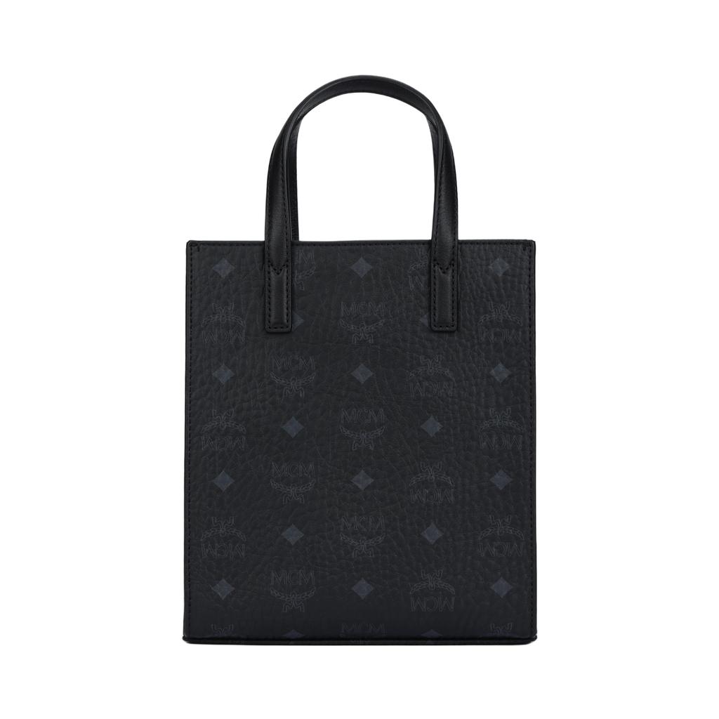 MCM Klassik Geblümtes Leder-Tote-Bag Einkaufstasche Messenger-Tasche Umhängetasche Crossbody-Handtasche Mini Unisex Schwarz