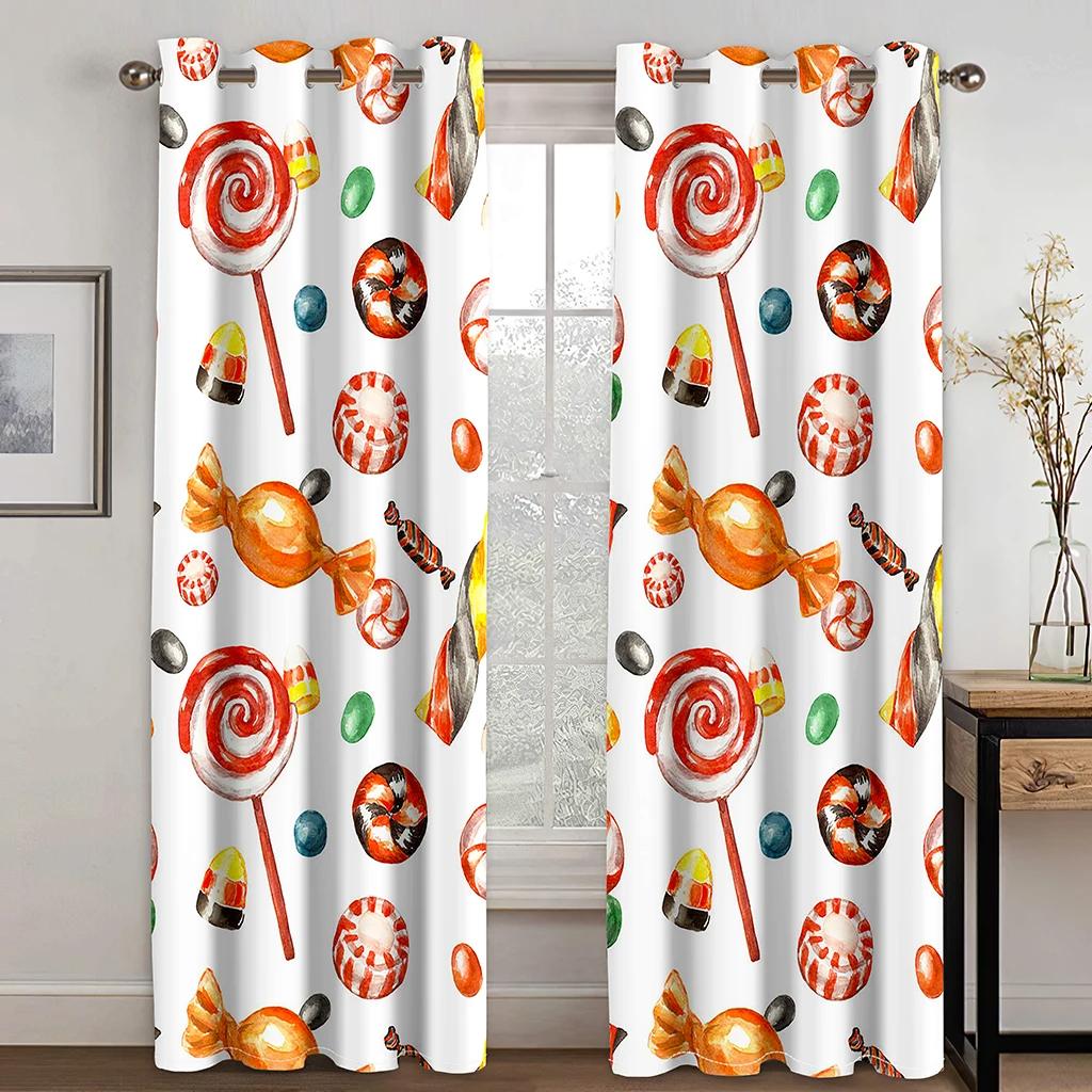 Módní Dezert Zmrzlina Lízátko Donut Vysoký stínící závěs pro dívky Ložnice Obývací pokoj Hotelové studio Okno 2Panel Sluneční clona