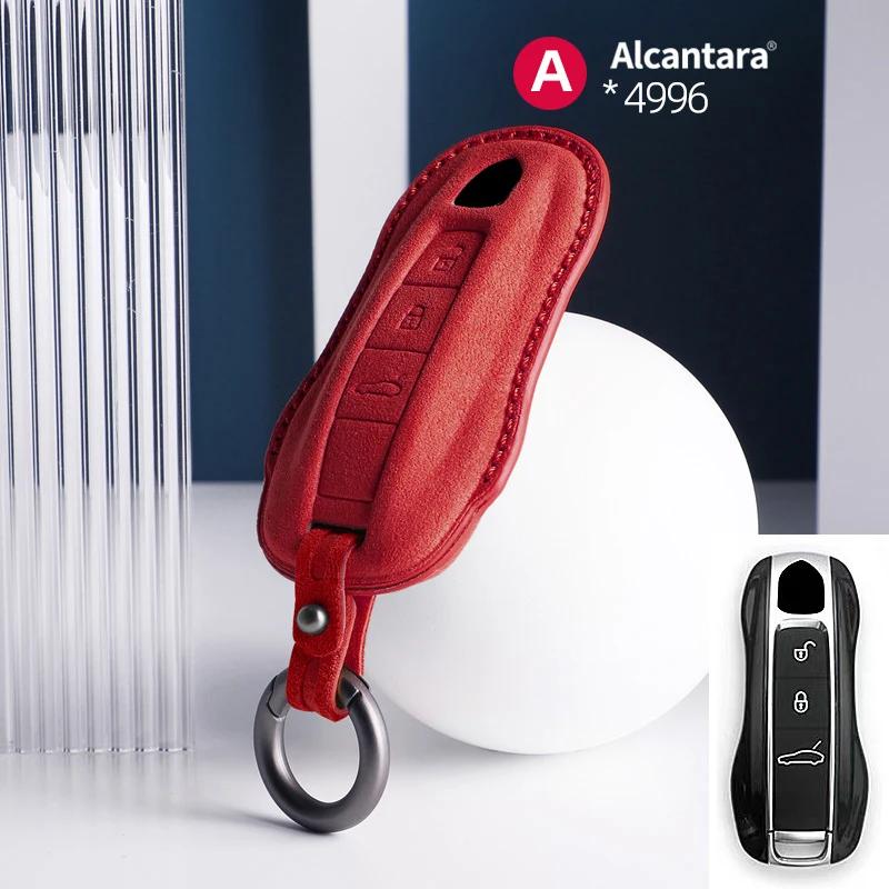 Alcantara Car Key Case Cover For Porsche Panamera Spyder Carrera Macan Cayman Cayenne 911 970 981 991 Accessories