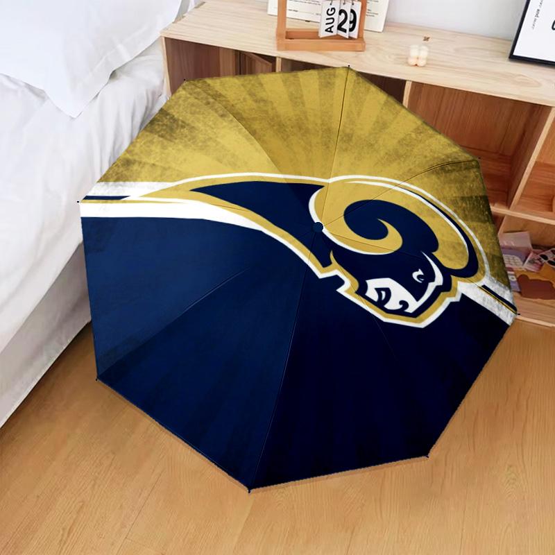1PC Rams Football Team Spirit Printed Umbrella Folding umbrella, automatic umbrella 8-Frame for Travel, camping Fan gifts Christmas Gifts