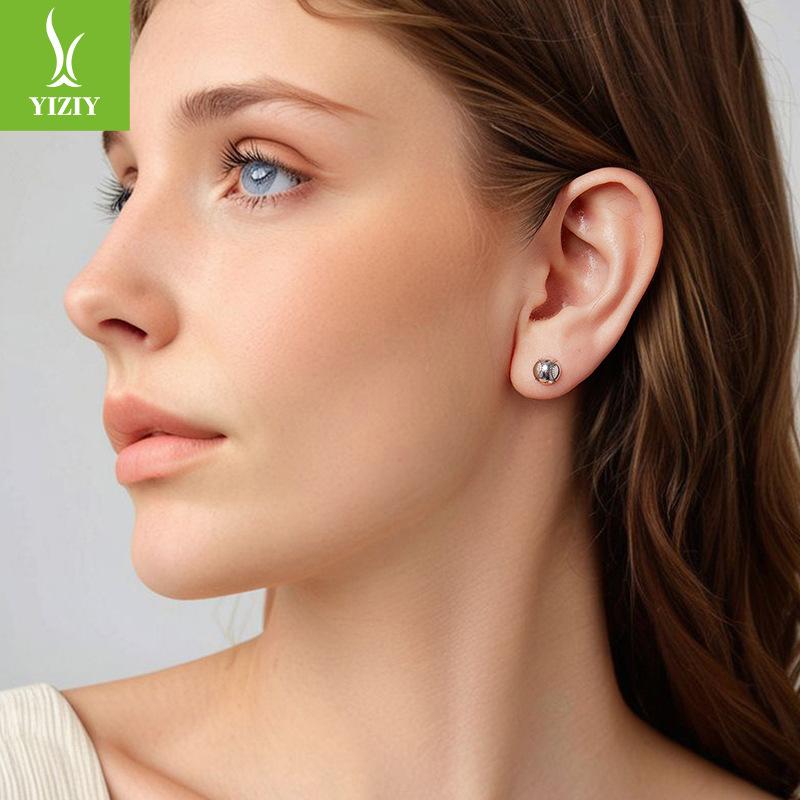 S925 Sterling Silver Basketball Stud Earrings For Men And Women, Personalized Ball Sports Style Baseball Stud Earrings