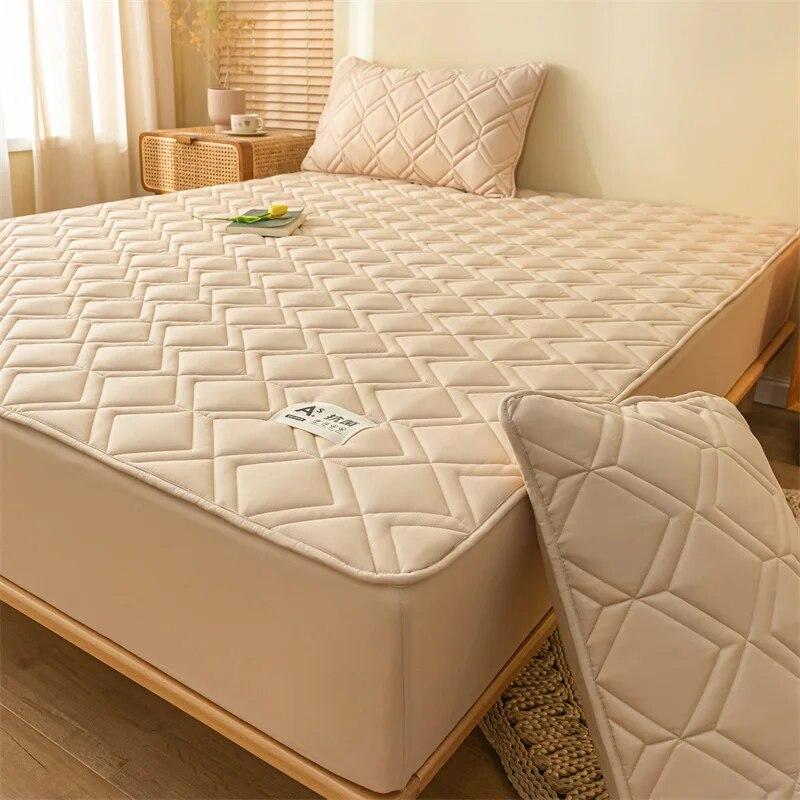 Thicken Mattress Cover Cotton Quilted Bed Cover Anti-bacterial Mattress Protector Topper Pad Soft Fitted Sheets Thick Bed Linens