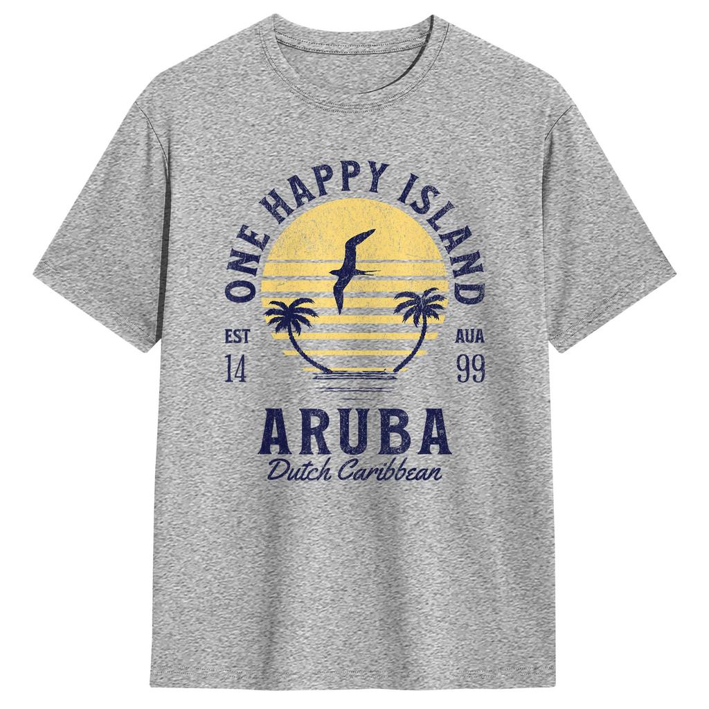 Aruba One Happy Island Souvenir TShirt Summer Cotton T Shirts For Unisex Casual Tshirt Short Sleeves YK Funny Top Tees