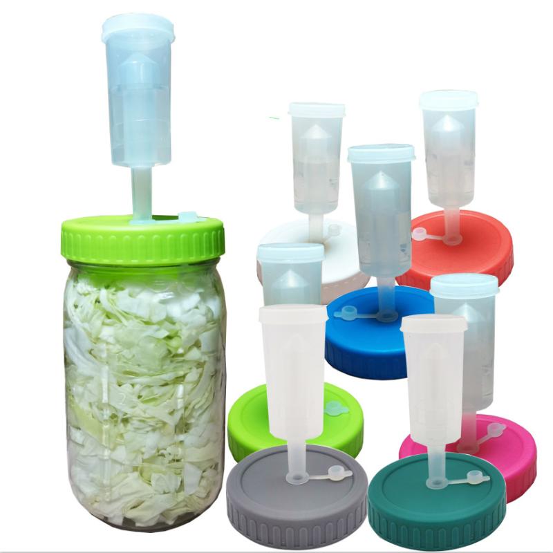 Waterless Fermenting Airlock Lids Covers With One-Way Exhaust Valves For Wide Mouth Mason Jar Sealed Lid Kitchen Supplies