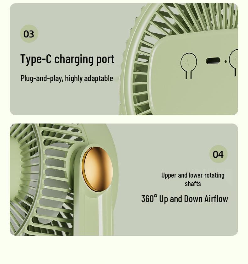 Portable USB Desktop Mini Fan with Light - Strong Wind & Low Noise for Office or Dorm