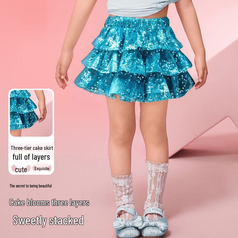 ASK JUNIOR Летняя блестящая короткая юбка-принцесса для девочек 34