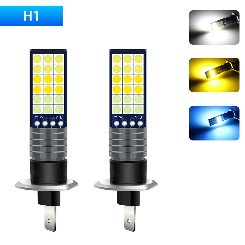 2PCS H1 H3 LED Car Fog Light Bulbs 12-36V Headlight 3030 36SMD Car Day Driving Running Lamp Auto Front Lamp White Yellow Blue