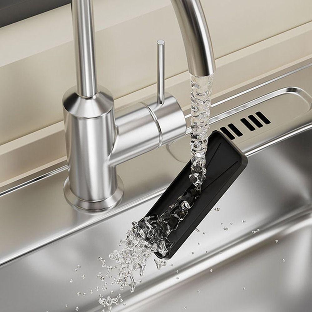 Black/Silver Soap Sponge Holder Self-Draining Dishcloth Towel Rack Sink Drain Rack for Home