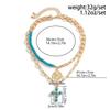 Retro Ethnic Irregular Turquoise Metal Cross Pendant Personality Double Layer Necklace for Women Collar Chain Charm Jewelry Gift