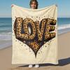 1pc love leopard print Outdoor Flannel Blanket Soft Warm All-Season Throw for Sofa Bed Car Camping Office, Cozy Gift Idea1183S