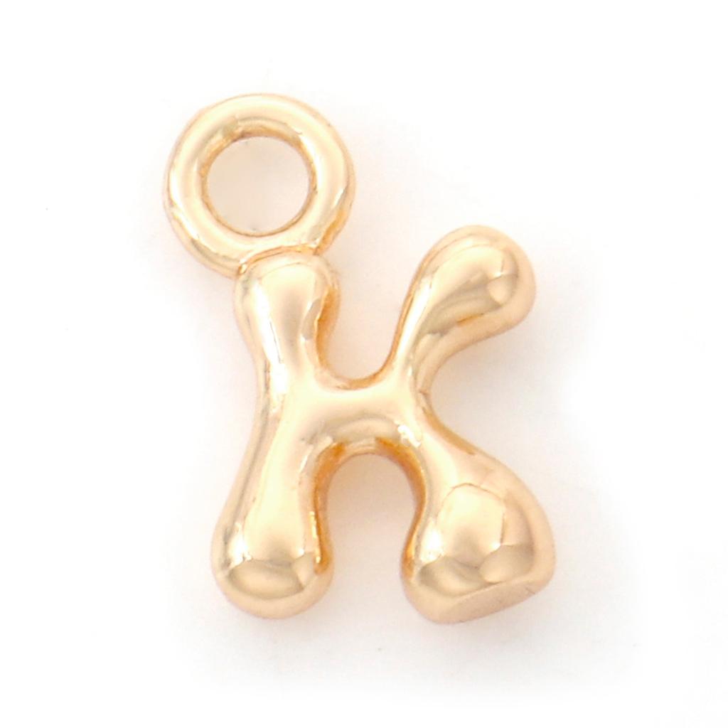 3 Piece Brass Charms 18K Real Gold Plated Capital Alphabet/ Letter Message " A-Z " Pendant Accessories DIY Personalized Jewelry