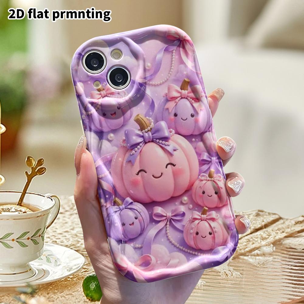 Phone Case: 2D flat design suitable for iPhone 18 17 16 15 14 13 Pro protective case, bow pumpkin, Christmas and Halloween, perfect holiday gift