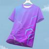 Fashion Breathable Gradient Print Sports T-Shirt Outdoor Run Fitness Tops Summer Trend Casual Short Sleeve Tees