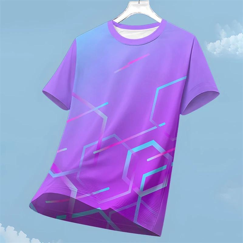 Fashion Breathable Gradient Print Sports T-Shirt Outdoor Run Fitness Tops Summer Trend Casual Short Sleeve Tees