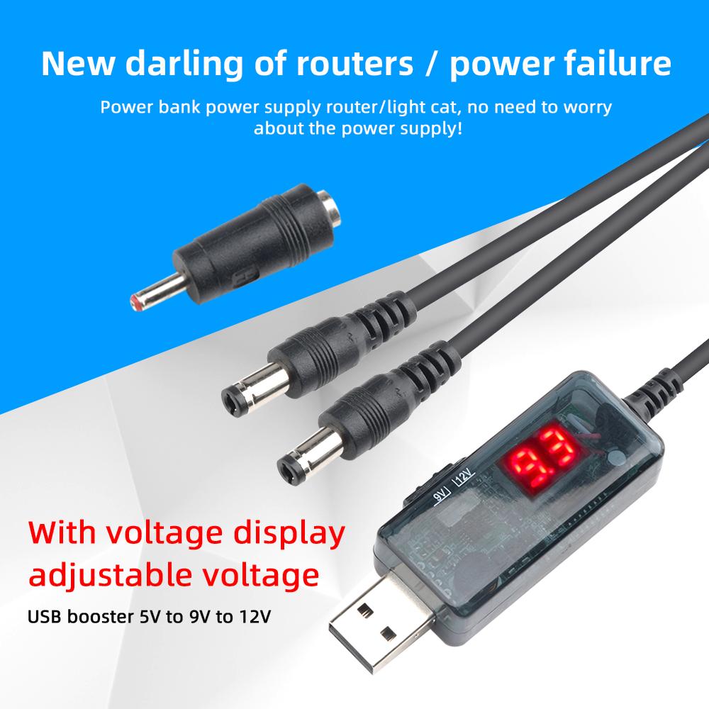 USB Power Boost Line DC 1V to DC 9V 1A/11V 1.8A Step UP Module USB Converter Adapter Router Cable 1.1X1.1MM Plug With Red LED