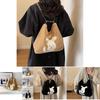 Adorable Plush Cartoon Tote Bag For Women Stylish Large Capacity Shoulder Bag For School And Daily Use In Black Khaki And Cream Colors