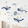 Cartoon Cute Whale Cloud Moon House Marine Animal Wall Stickers for Bedroom Living Room Nursery Decoration Wall Decals