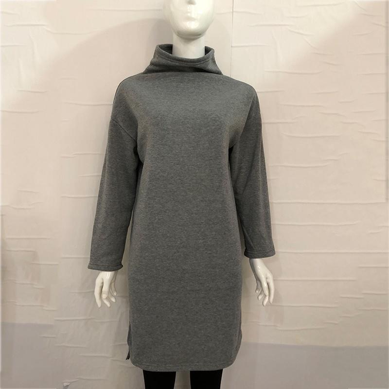 Womens Winter Long Pullover Sweatshirts Featuring Cozy High Neck Design And Split Hem