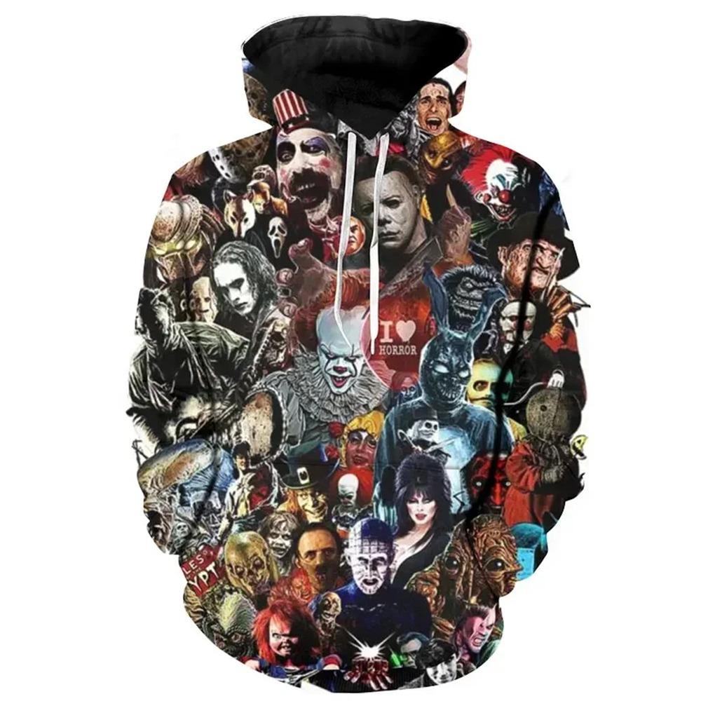 Autumn Men's Hoodie Clown Graphic Loose Fashion Pullover Clothing Casual Clothes Women Tops Sweatshirts