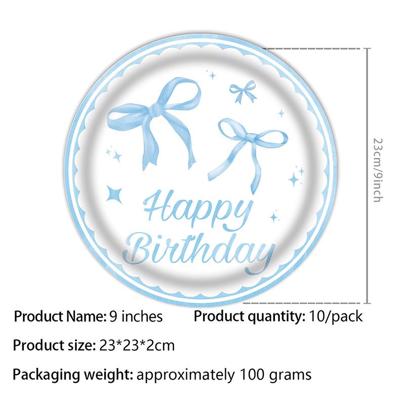 Black Bowknot Paper Plates Disposable Tableware Birthday Party Supplies Decorative Dinner Plates Napkins Baby Shower Party Decor