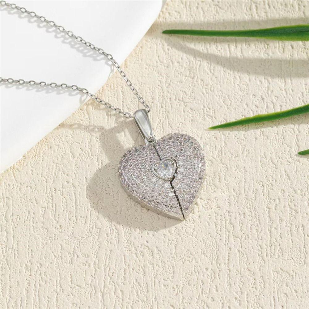 Heart Heart-shaped Necklace Titanium Steel Couple Love Locket Opening Heart Pendant  Summer Beach