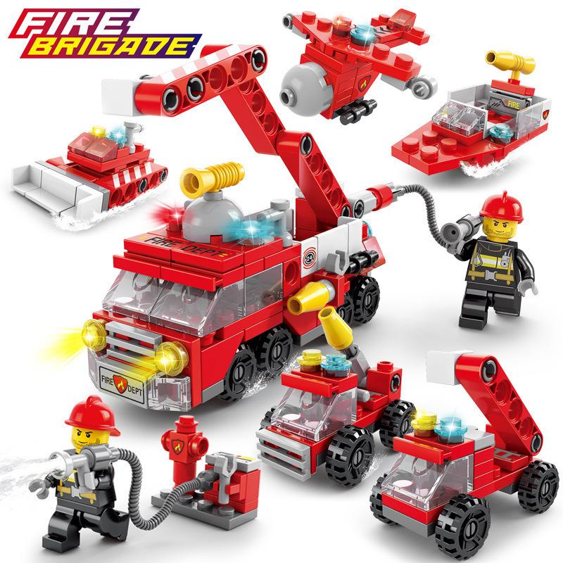 Compatible Building Block Small Particles Fire Brigade Police Military Tank Building Block Assembly Children Educational Toys