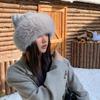 Fashionable and Adorable Cat Ear Hat Autumn Winter Versatile Knitted Hat Thickened Large Circumference Women's Plush Hat
