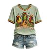Women's V-Neck Printed Short Sleeve T-Shirt for Casual Daily Wear