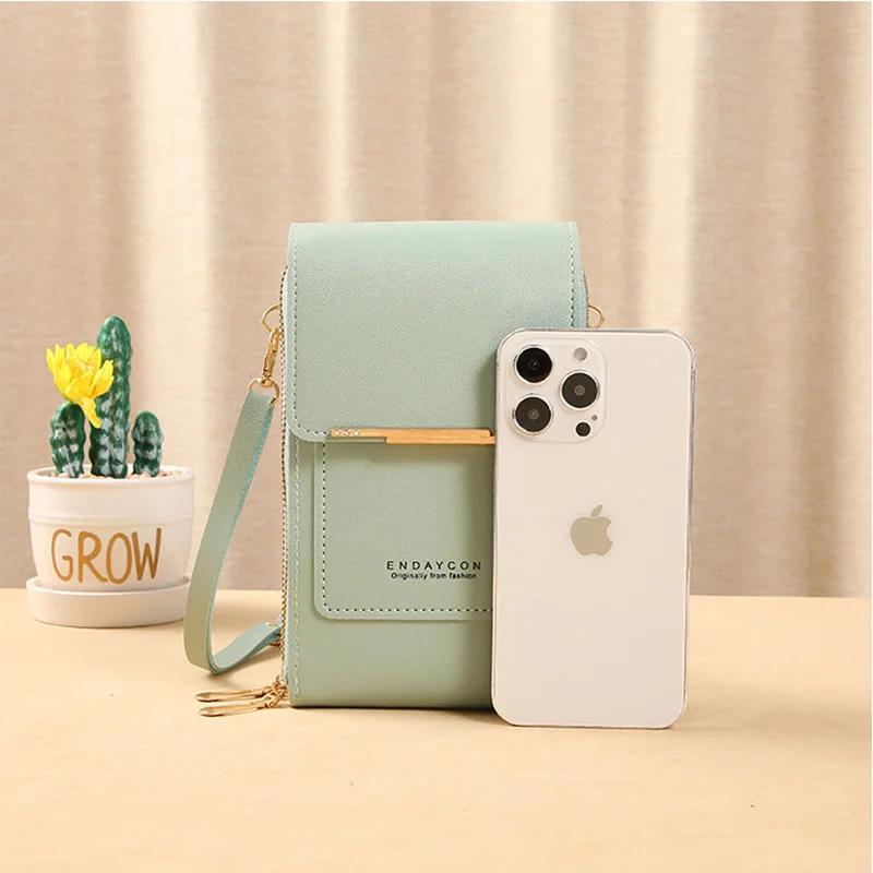Women Crossbody Shoulder Bags Wallets Touch Screen Cell Phone Purse Soft Leather Strap Handbag for Female Luxury Messenger Bags