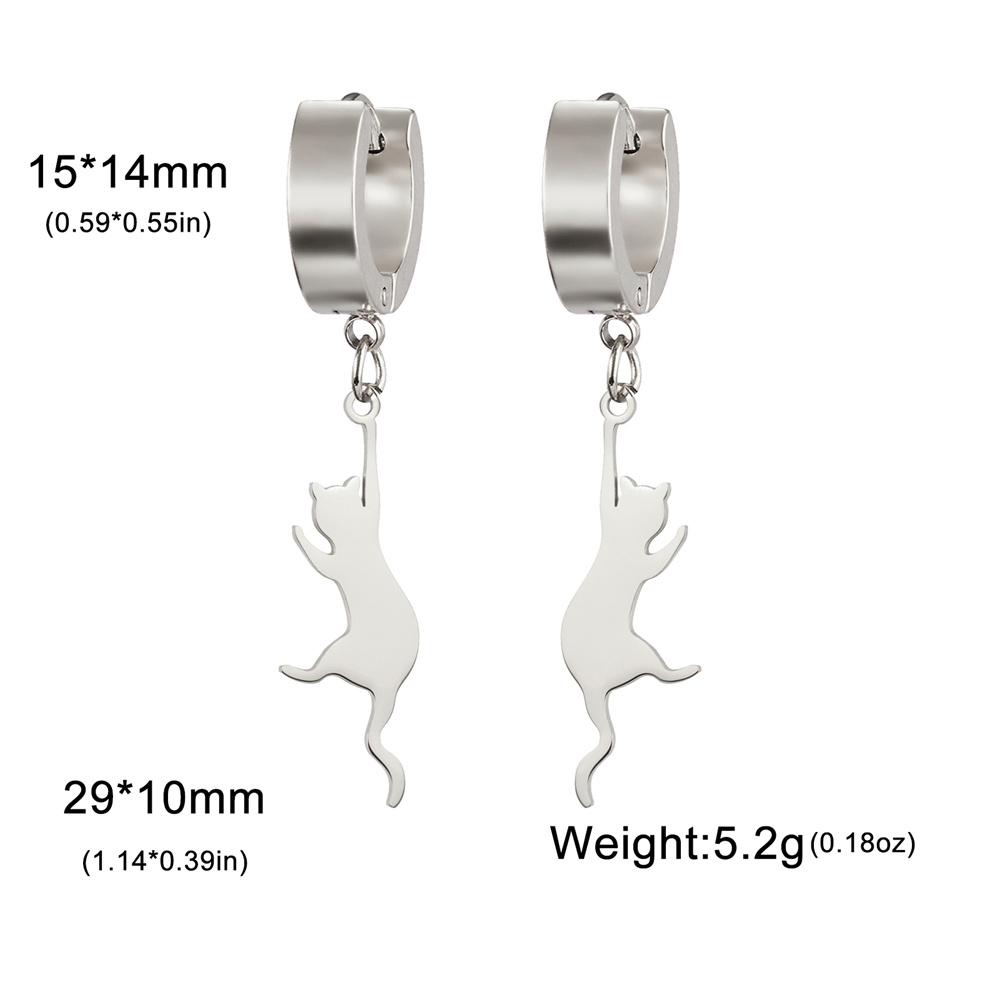 My Shape Cat Fish Bones Drop Earrings for Women Girls Cute Kitten Animal Lovers Dangle Earring Stainless Steel Jewelry Kids Gift