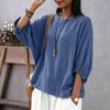 Damen Freizeit Bluse Lockere Passform Laternenärmel Rundhalsausschnitt Oberteil Leichter Bequemer Stoff Stilvolles Design für den Alltag