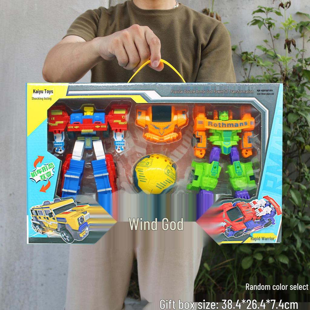 Boys' Transforming Robot Car Toy Set with Ball - Kindergarten Gift