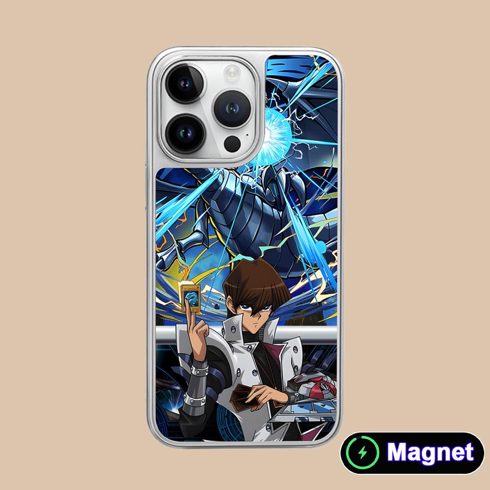 Yugioh Seto Kaiba Phone Case for iPhone 17 16 15 14 13 12 11 Air Pro Max Plus Electroplated Silver Magsafe Cover