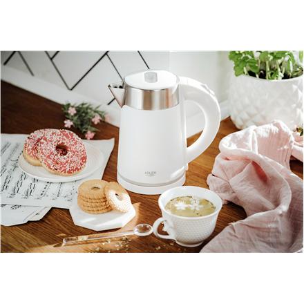 Adler | Kettle | AD 1372 | Electric | 800 W | 0.6 L | Plastic/Stainless Steel | 360° Rotational Base | White