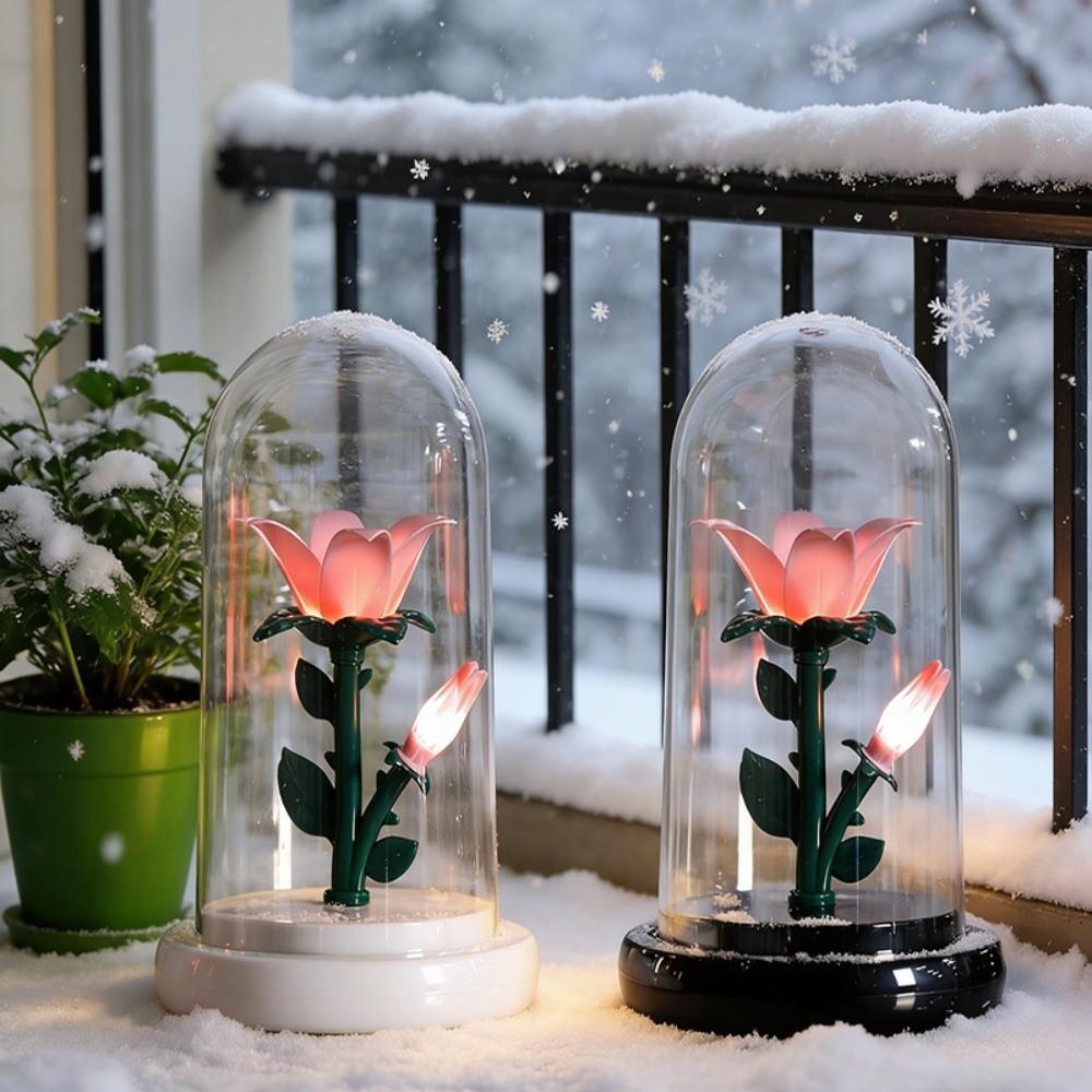 Pink Flower Table Lamp Plastic Potted Plant Atmosphere Night Light Building Block Style Eternal Flower Lamp Ornament