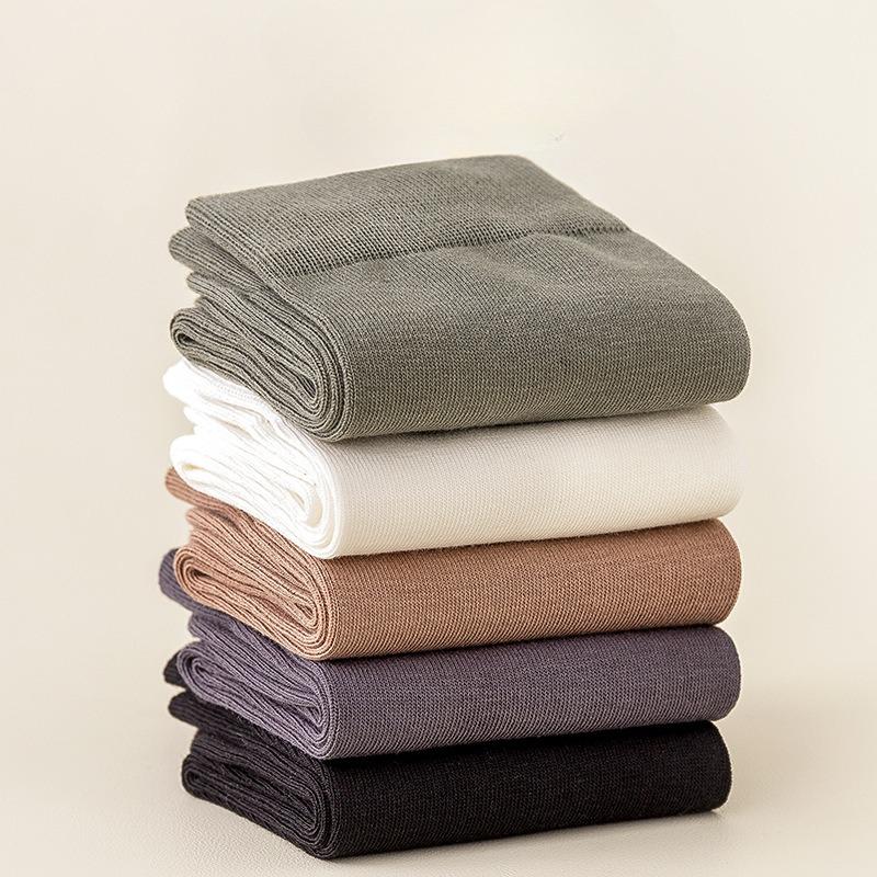 Socks Men's Mid-calf Socks Cotton Anti-odour Sweat Autumn and Winter Boneless Solid Colour Stockings Large Size Men's Business Socks
