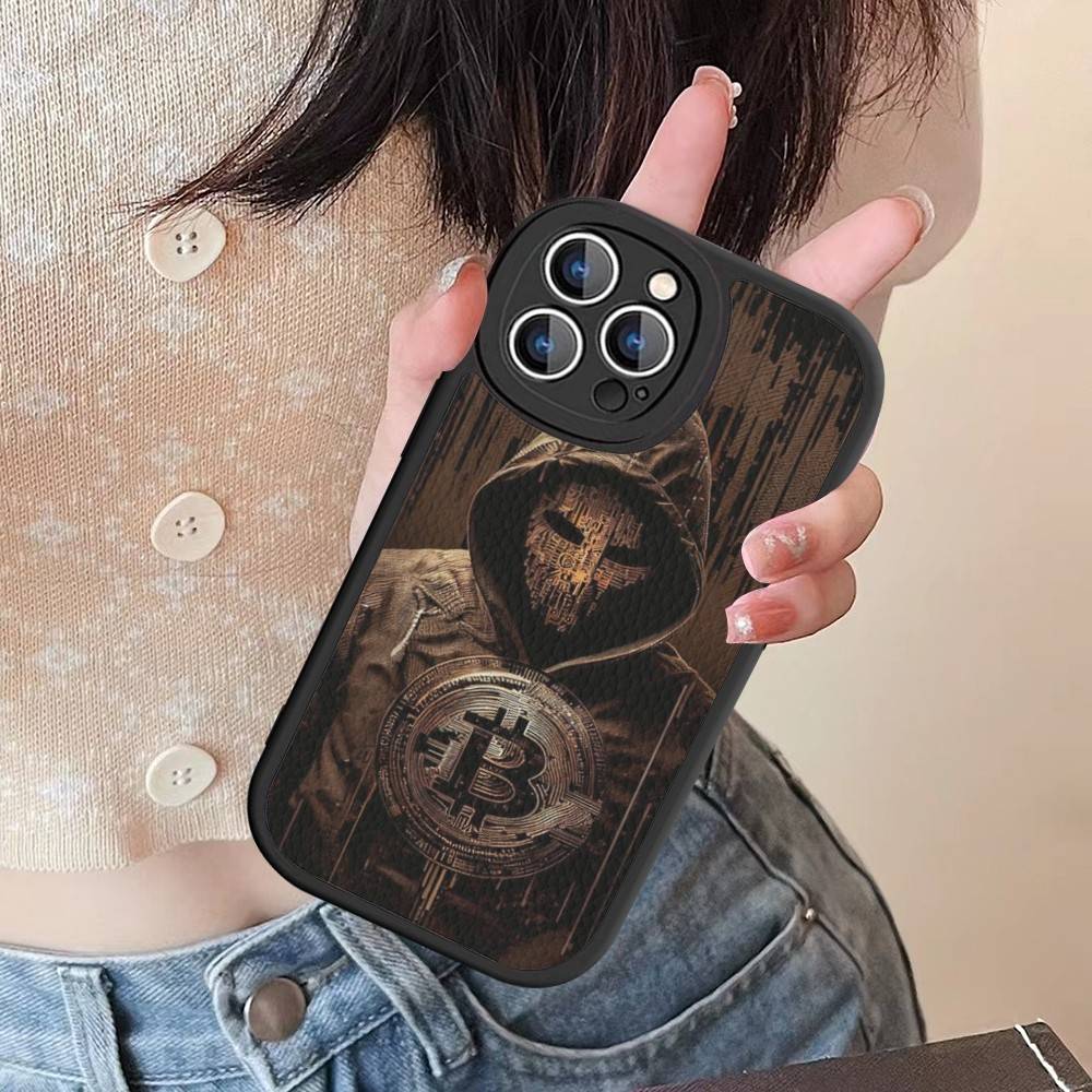 Luxury B-Bitcoin For IPhone 16 15 14 16E 13 12 11 Pro Max Plus Phone Leather Case