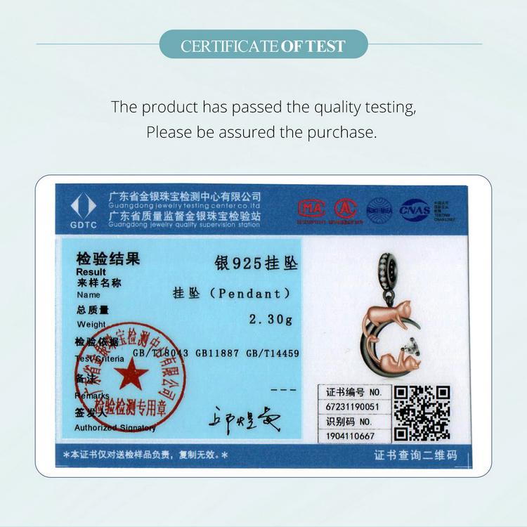 WOSTU 925 Sterling Silver Playful Cat Charms Pendant Fit Original Bracelet DIY Jewelry