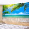 Seaside Coconut Tree Landscape Tapestry Nature Sea Art Ocean Beach 3D Print Wall Hanging Home Living Room Background Cloth Decor