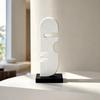 Wooden Facial Profile Decor with Rectangular Base Modern Geometric Cutout