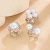 Exaggerated Style Imitation Pearl Ring Set, Fashionable Retro Metal Button Joint Ring Rings
