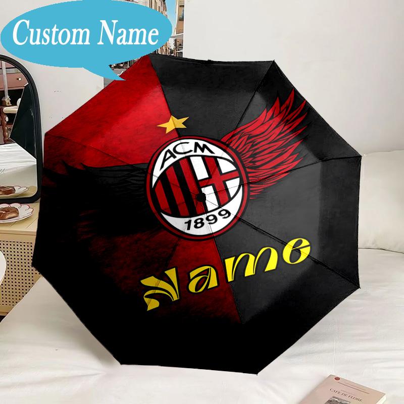 Custom Name Umbrella AC-Milan Emblem Umbrella 8-Frame for Travel, Camping, Casual Lightweight Portable, Essential for Family Gifts