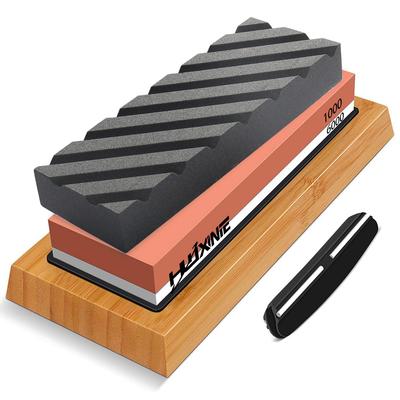 HWXINIE Sharpening Stone Set Knife Sharpening Ideal for Home Use Perfect for and Camping Knives Bamboo Surface and Angle Fixing 1000/6000 Double-Sided