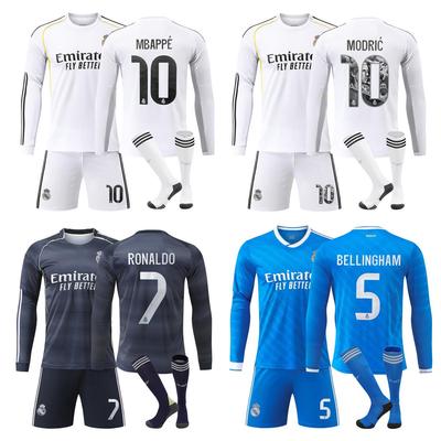 Maillots de Football à Manches Longues Maillots Domicile et Extérieur Real Madrid Adultes Enfants